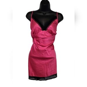 Secret Treasures Hot Pink and Black Lace Lingerie Chemise Nightee